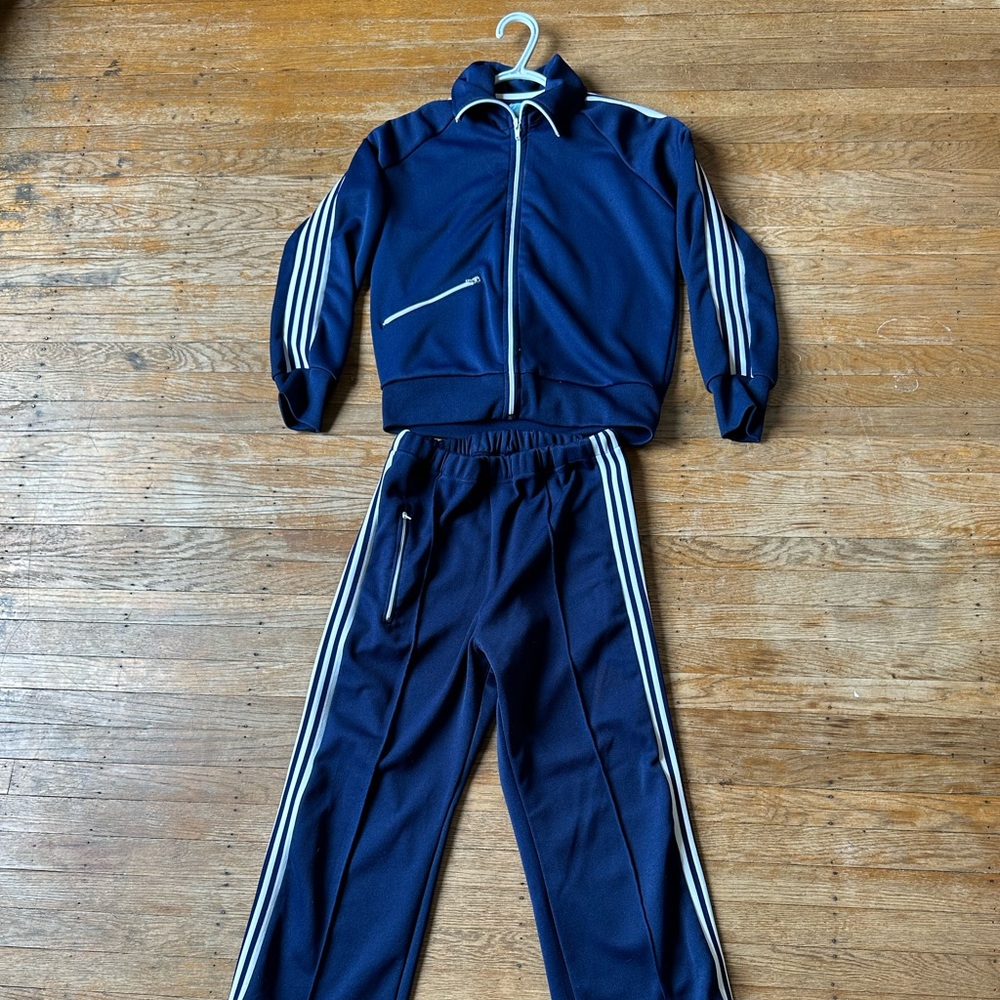 Navy blue stripped track suit